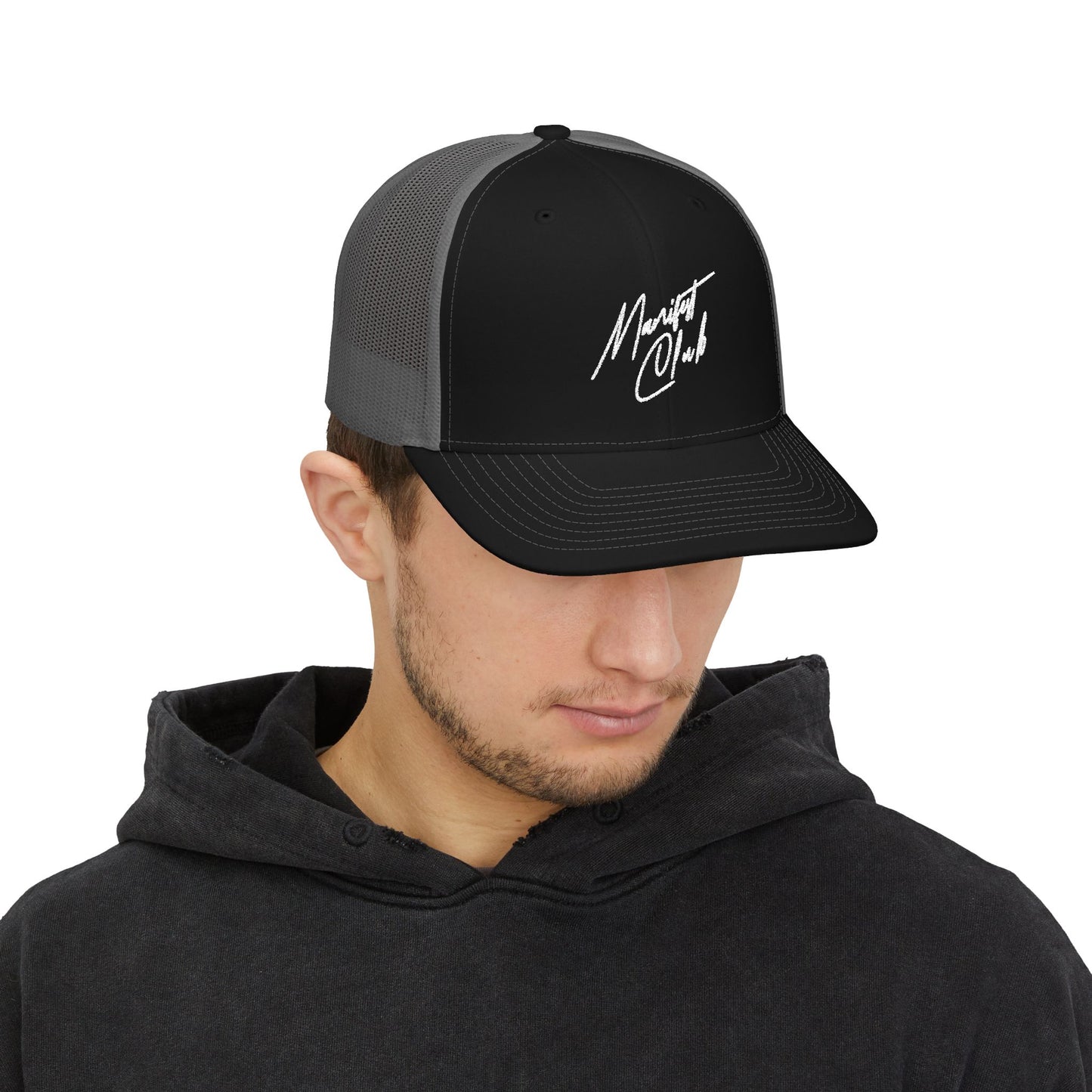 Black Manifest Club Script Meshback Cap